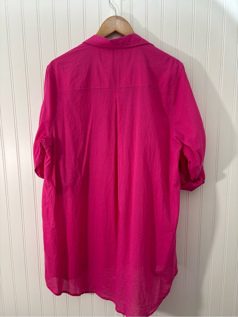 True Destinations Pink Cotton Coastal Tunic Button Down Shirt Coverup L - Picture 6 of 13